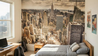 Nice Wall Tapetenmural City Motiv Matt Orange Gelb 100X72 Zoll
