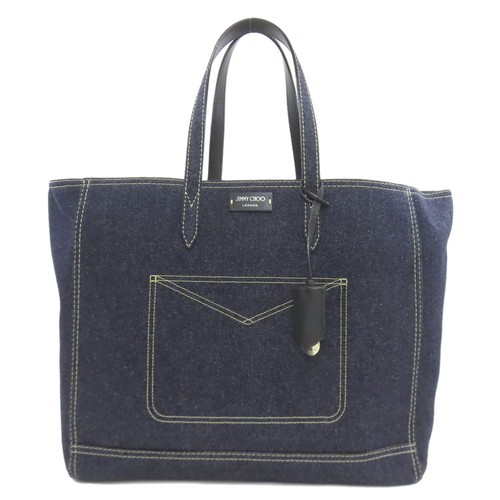 Jimmy Choo Logo Tote Bag Denim Women's [Used] [Jimmy Choo]