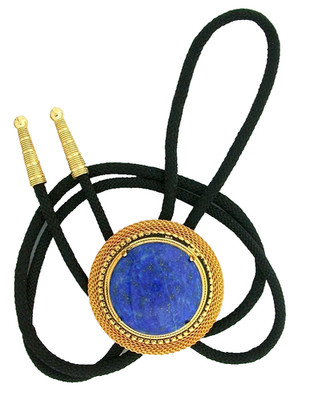 30mm Lapis Lazuli Round Cabochon Cab Gold Mesh Bolo Tie Cord Tips EPBT463/53126