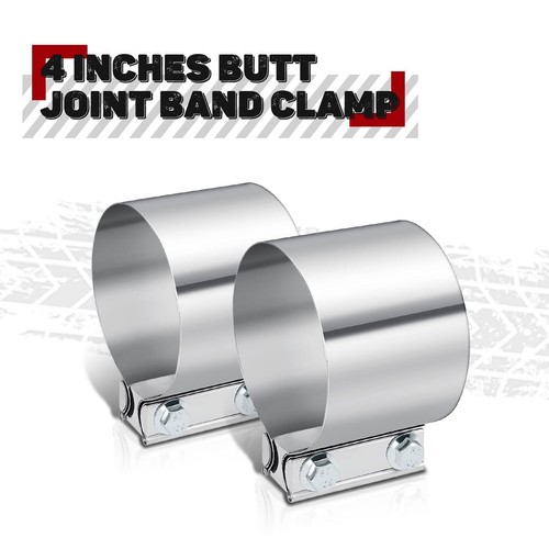 2Pcs 4" ID Stainless Steel Butt Joint Band Muffler Exhaust Pipe Clamp Sleeve - Picture 2 of 6