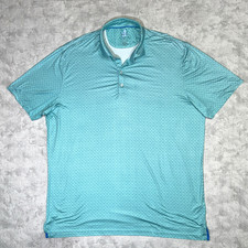 Johnnie-O Featherweight Golf Polo Shirt Mens XL Blue Leaf AOP UPF 50