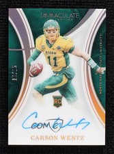 2016 Panini Immaculate Collegiate Rookie Gold 18/25 Carson Wentz #104 Auto 1b0