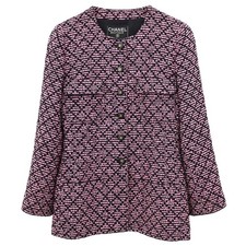 Chanel Collarless Tweed Jacket Pink Black 95A #40 118275
