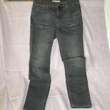 Women's Madewell 9" Mid Rise Skinny Wash Black Stretch Jeans Size 25p
