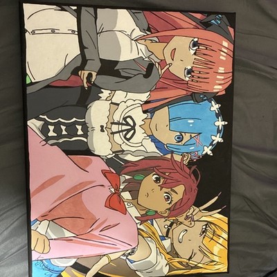 B. Whiting Anime Characters Acrylic Painting on Canvas Pop Art Signed Original