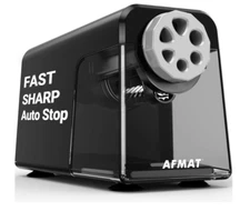 Electric Pencil Sharpener Heavy Duty, 6 Holes, Auto Stop AFMAT Pencil Sharpeners
