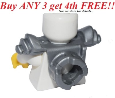#ad ☀️NEW LEGO Flat Silver Armor Shoulder Pads w Scabbard Two Katanas Weapon Holder $10.99