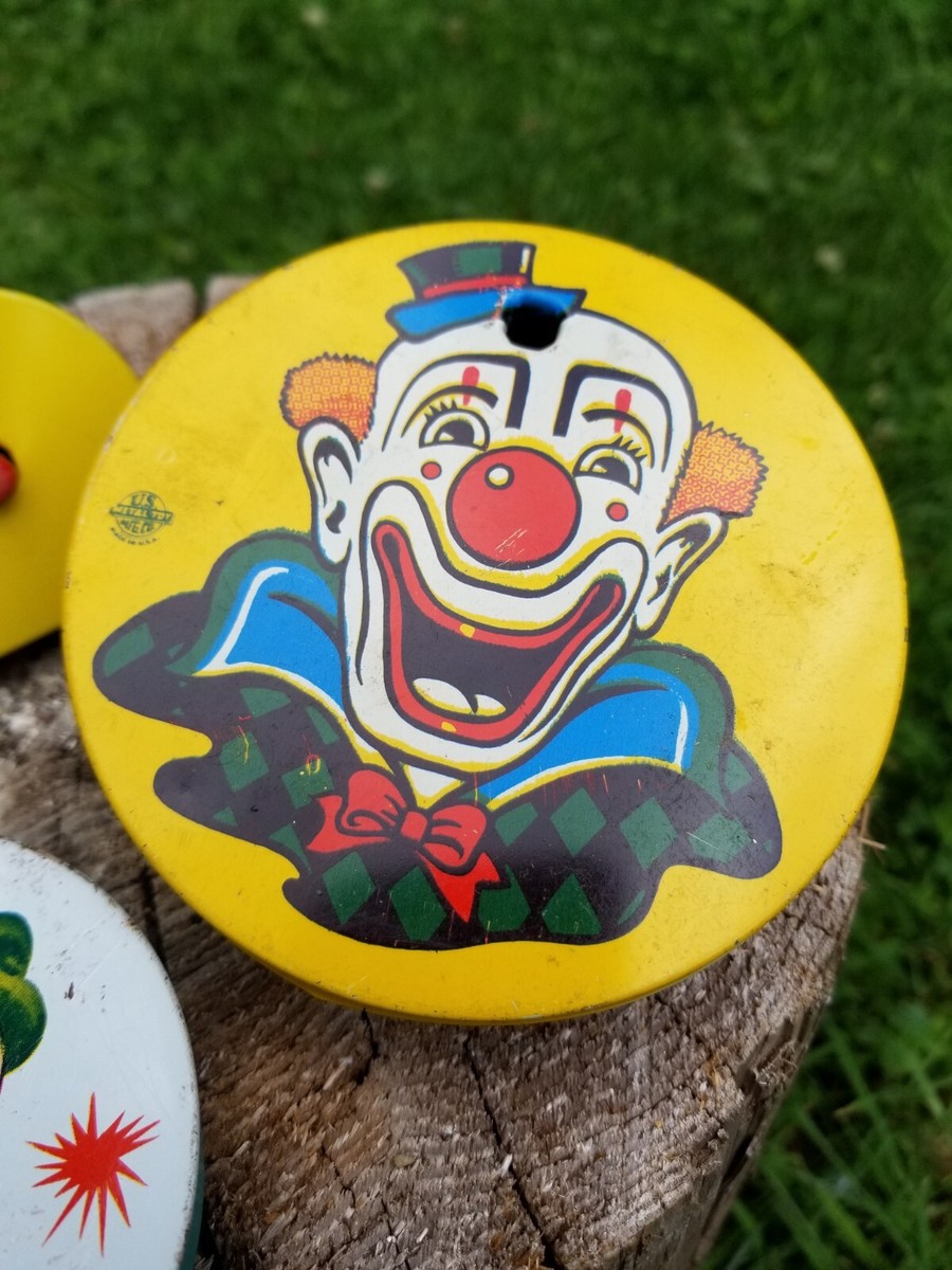 Vintage 60s US Metal Toys & Kirchoff Clicker Clown Jester