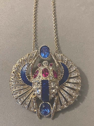 Clarion-Pell Princess Grace of Monaco Egyptian Enamel Rhinestone Necklace NIB - Picture 4 of 5