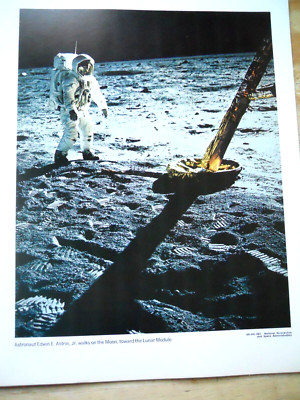 Original NASA photo Edwin E Aldrin Jr Walks on the Moon  11x14'' 69 HC-681