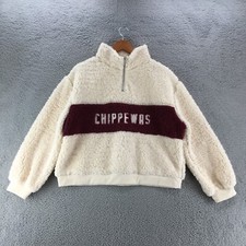 Game Chippewas Teddy Jacket Womens Xl White Mock Neck Quater Zip Pullover Nwt