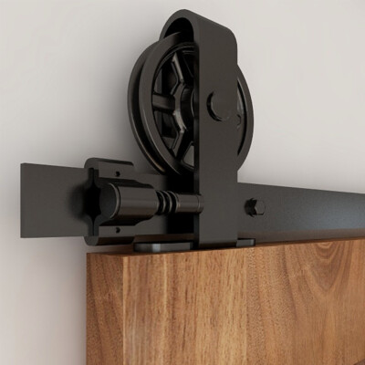 CCJH Sliding Barn Door Hardware Kit – 4 To 20 Ft Track, Single/Double Door, Soft Close, Black Steel 2 thumbnail image
