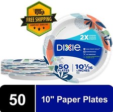 Dixie Everyday 10-Inch Disposable Paper Plates, Multi-Color, Pack of 50