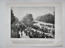 Old Vintage Print 1899 Queens England The Drive and Rotten Row Hyde Park