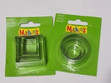Makins Clay Cutters CIRCLES SQUARES Crafts 3 sizes per pack Lot of 2 Shapes NEW