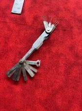 VINTAGE CRAFTSMAN 40801 BRASS & STEEL FEELER GAUGE SPARK PLUG GAP TOOL (Skt1)