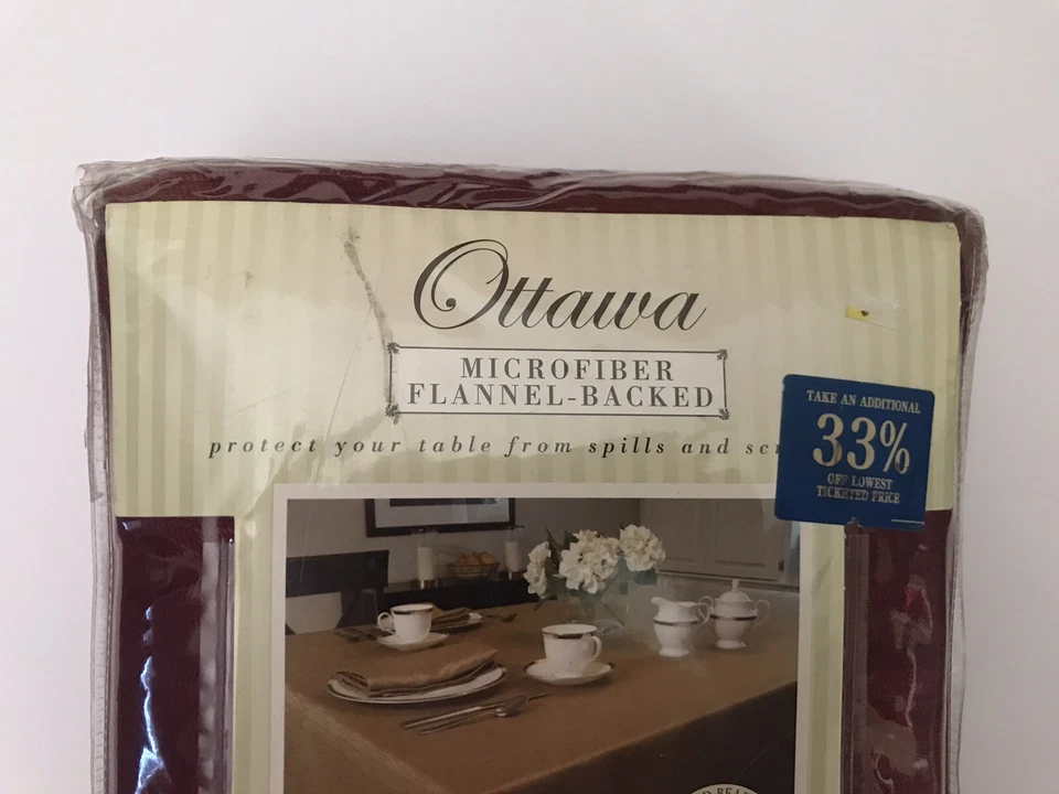 Ottawa Microfiber Flannel Backed Tablecloth Henna 58 x 104” Oblong Or Oval Sz - Image 3 of 4