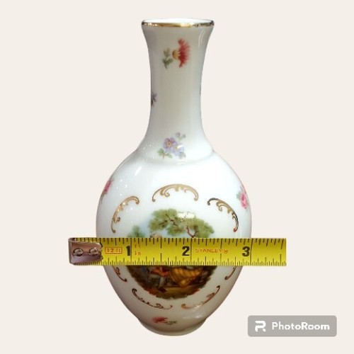 Limoges 6 Inch Bud Vase France Courting Couple Rose Bud Hand Painted Vintage - Picture 10 of 10