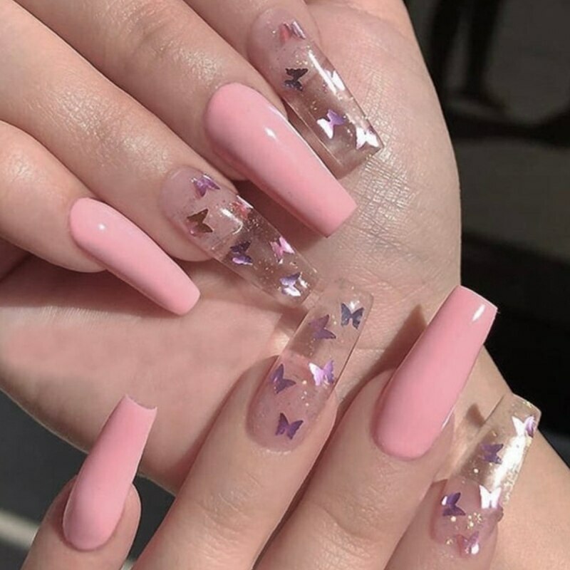 pink tip nail designs