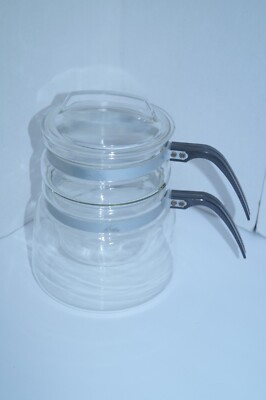 Thermo Seal Cookware Clear DOUBLE Glass Coffee Tea Pot Carafe 8 Cup WITH LID