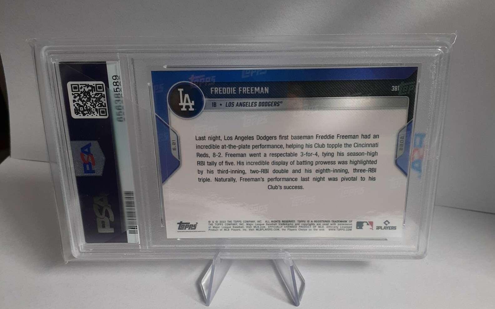 2022 TOPPS NOW #381 FREDDIE FREEMAN  Orange Parallel 3/5 -SSP PSA GEM 10 . POP 1 view 3