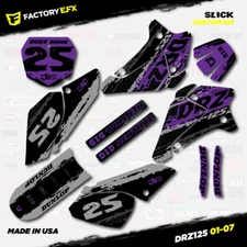 Gray & Purple Slick Racing Graphics Kit fits Suzuki DRZ125 01-07 DRZ 125 Decals