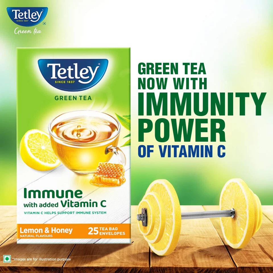 2X - Té Verde Tetley, Limón y Miel, 50 Bolsas de Té con Vitamina C Antioxidantes Foto 4 de 4