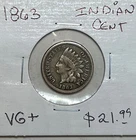 1863 Indian Head One Cent Penny
