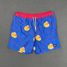 Neff Swim Trunks Mens Large Blue Duck Animal Print Beach Surfer Casual Dad