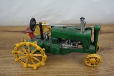 JOHN DEERE OP TRACTOR OLD HEAVY CAST IRON FARM TOY VINTAGE GREEN YELLOW