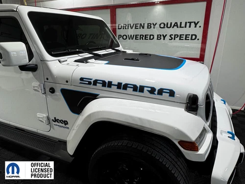 Fits 2018-2025 Jeep Wrangler Sahara Hood Letters Vinyl Graphics Stickers