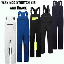 Portwest WX2 Eco Stretch Bib & Brace Coverall Kneepad Pockets Work Overall-CD850