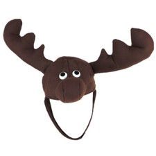Plush Brown Crazy Moose Animal Elk Hat With Antlers Deer Costume Cap