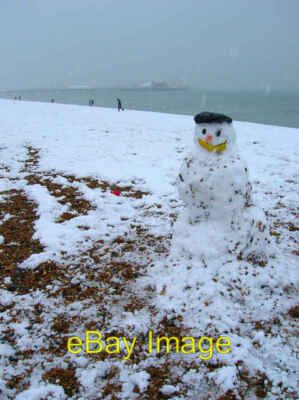 Foto 6x4 Schneemann Brighton Beach Hove nur Problem beim Bau eines hier ist c2008