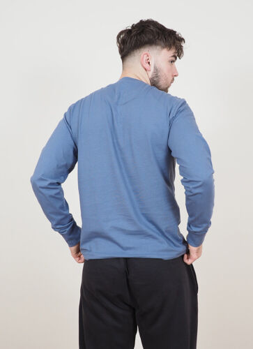 Mens Long Sleeve Cotton T-Shirt Regular Fit Crew Neck or Henley Top Lounge Work - Picture 56 of 72