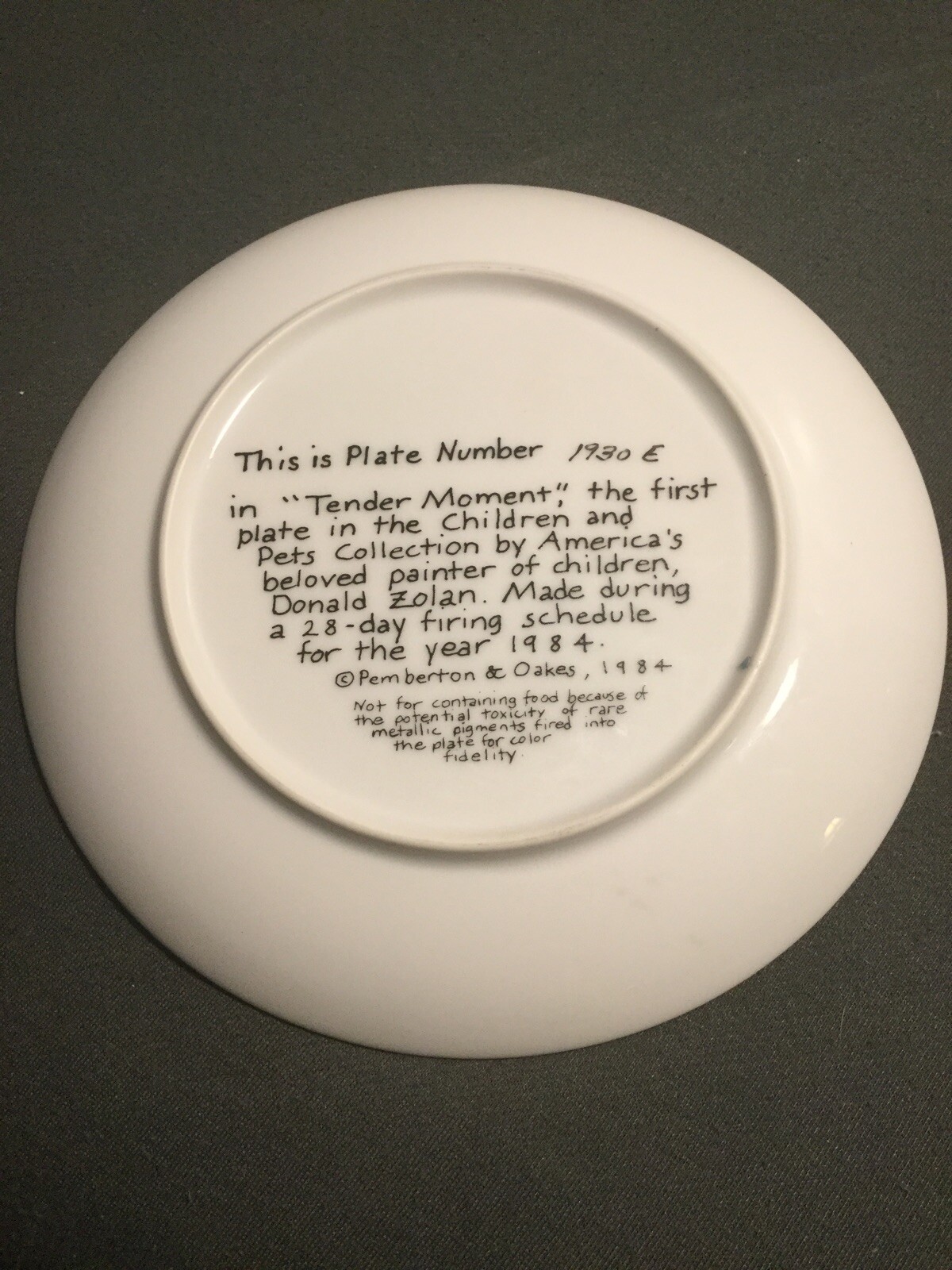 Pemberton & Oakes Zolan's Tender Moment Collectors Porcelain Plate 1930E eBay