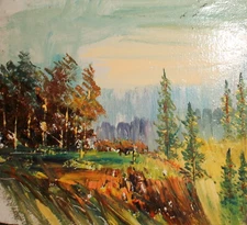 VINTAGE IMPRESSIONIST OIL PAINTING LANDSCAPE FOREST SIGNED
