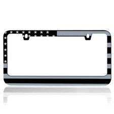 Metal Matte Black Gray American Usa Flag Cool License Plate Frame Universal Metal Matte Black Gray American Usa Flag Cool License Plate Frame Universal