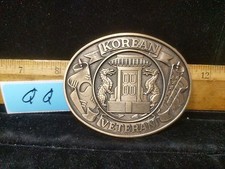 Vintage Beautiful Brass Tone Korean War Veteran Patriotic Belt Buckle B4-4-4-B