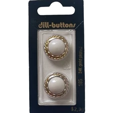 Buttons 24K Gold Plated Wreath White Shank 3/4" 2-Pack Vtg Dill No. 185 Germany