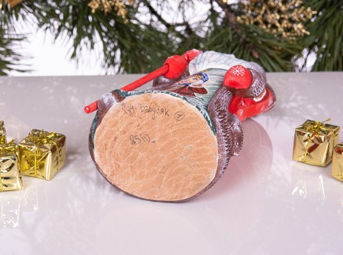 Statuina Babbo Natale russo intagliato in legno 9,5", decorazione natalizia casa - Foto 12 di 12