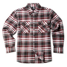 YAGO Men's Casual Plaid Flannel Long Sleeve Shirt YG2508-7J Red/White 3XL-5XL 