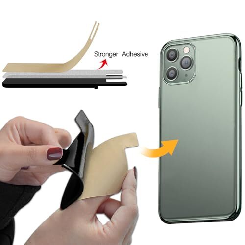 Phone Wallet, Phone Credit Card Holder Silicone Stick on Black+Gray+White - Picture 7 of 7