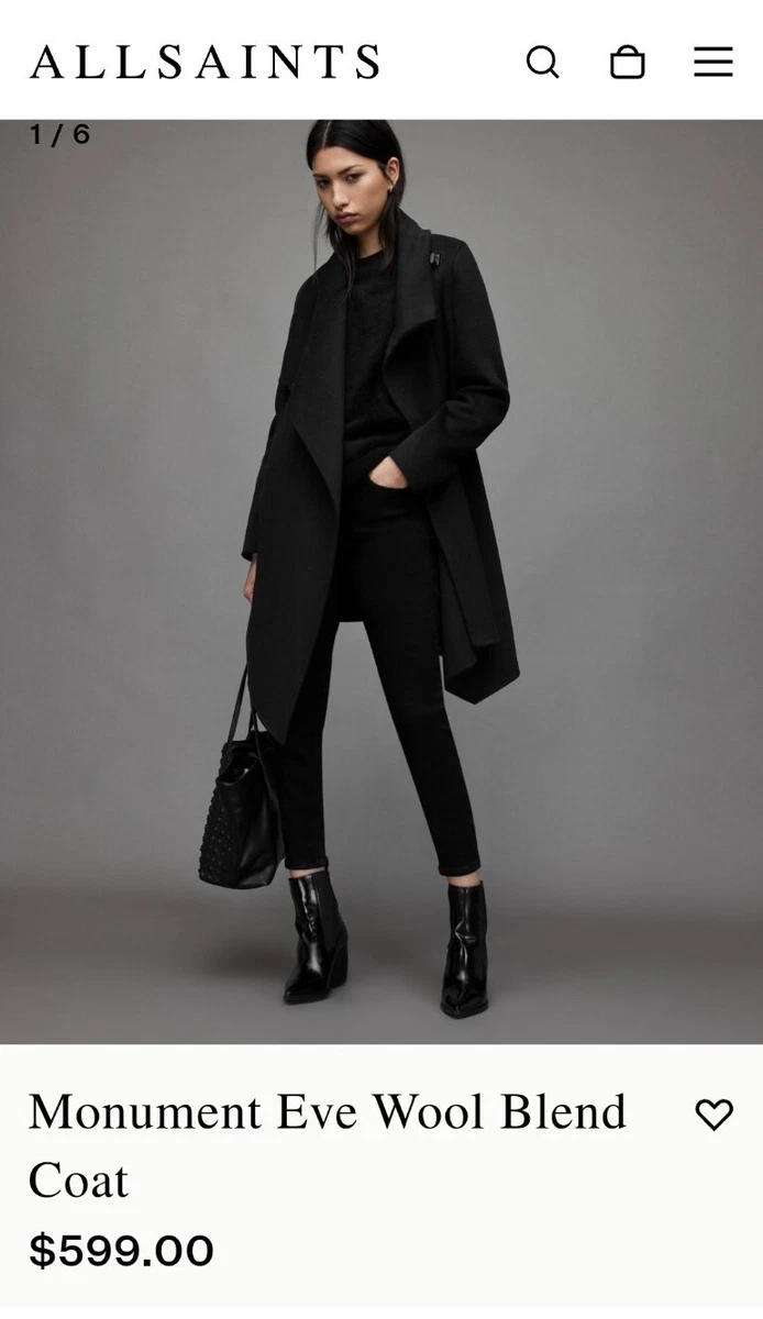 Allsaints city top monument coat black