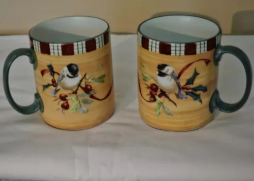 Lenox Winter Greetings Set of 2- 12 oz. Chickadee Mugs by Catherine McClung