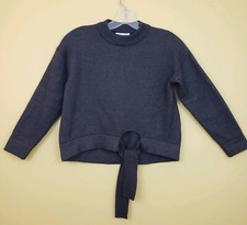 ZARA Girls Fancy Collection Gray Knit Front Tie Top Sweater Size 9