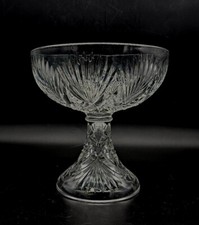 c1896 EAPG McKee Bros "Champion" Fan Crossbars Clear Glass Pedestal Compote 7¼”