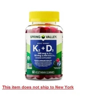 Spring Valley Vitamin K2 + Vitamin D3 Supplement Gummies Mixed Berry 60 Count
