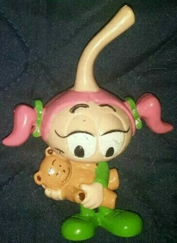 Vintage THE SNORKS CASEY KELP Girl with 2 Ponytails Holding Teddy Bear Figurine
