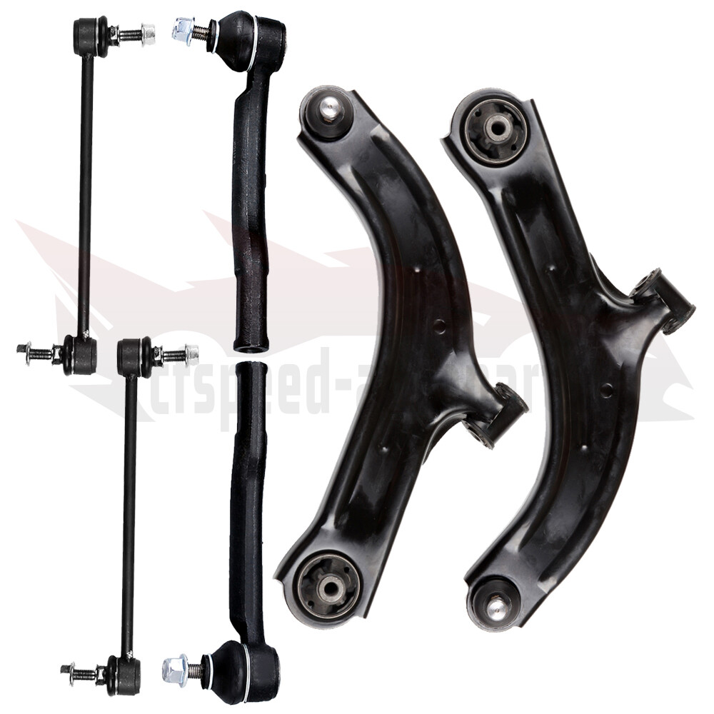 6PCS Front Lower Control Arms Tie Rods Sway Bar Links for Nissan Cube & Versa
